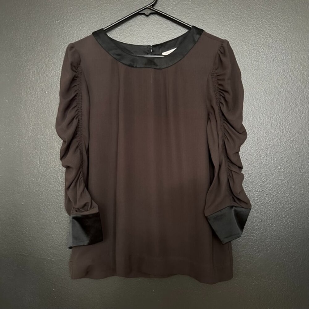 Jodi Arnold Shirred Sleeve Blouse – off black - 10